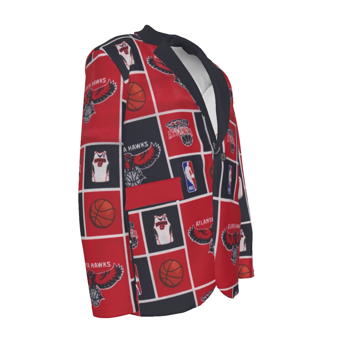 Atlanta Hawks NBA Basketball Casual Flat Lapel Collar Suit Blazer for Stylish Fans