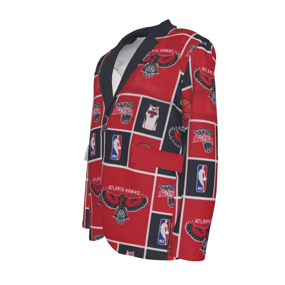 Atlanta Hawks NBA Basketball Casual Flat Lapel Collar Suit Blazer for Stylish Fans
