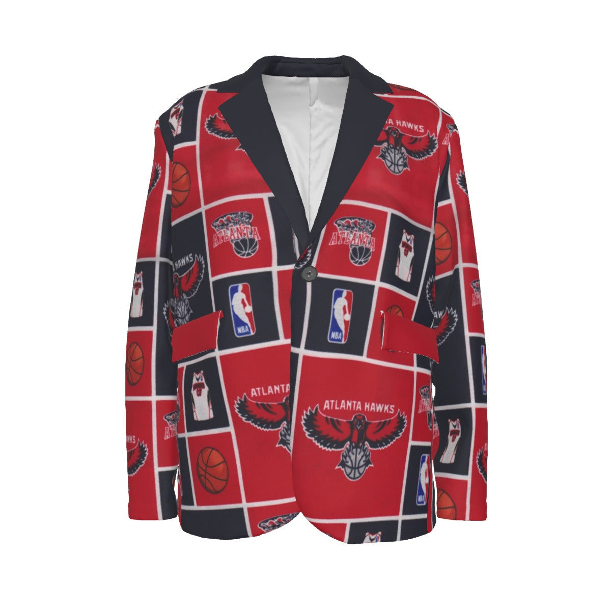 Atlanta Hawks NBA Basketball Casual Flat Lapel Collar Suit Blazer for Stylish Fans
