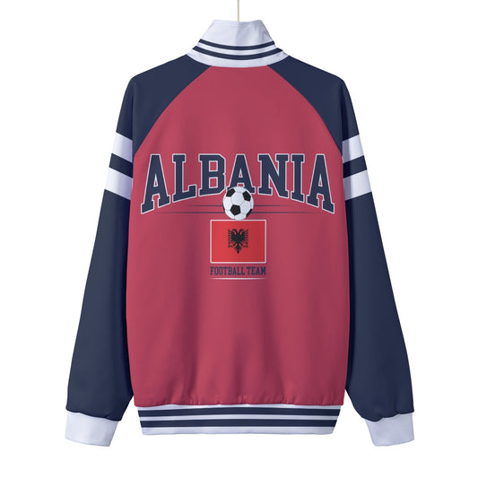 Albania National Football Team Jacket – Red &amp; Navy Retro Soccer Track Jacket