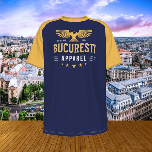 Bucharest Eagle T-Shirt – Urban Romania Streetwear with Retro Gold Print